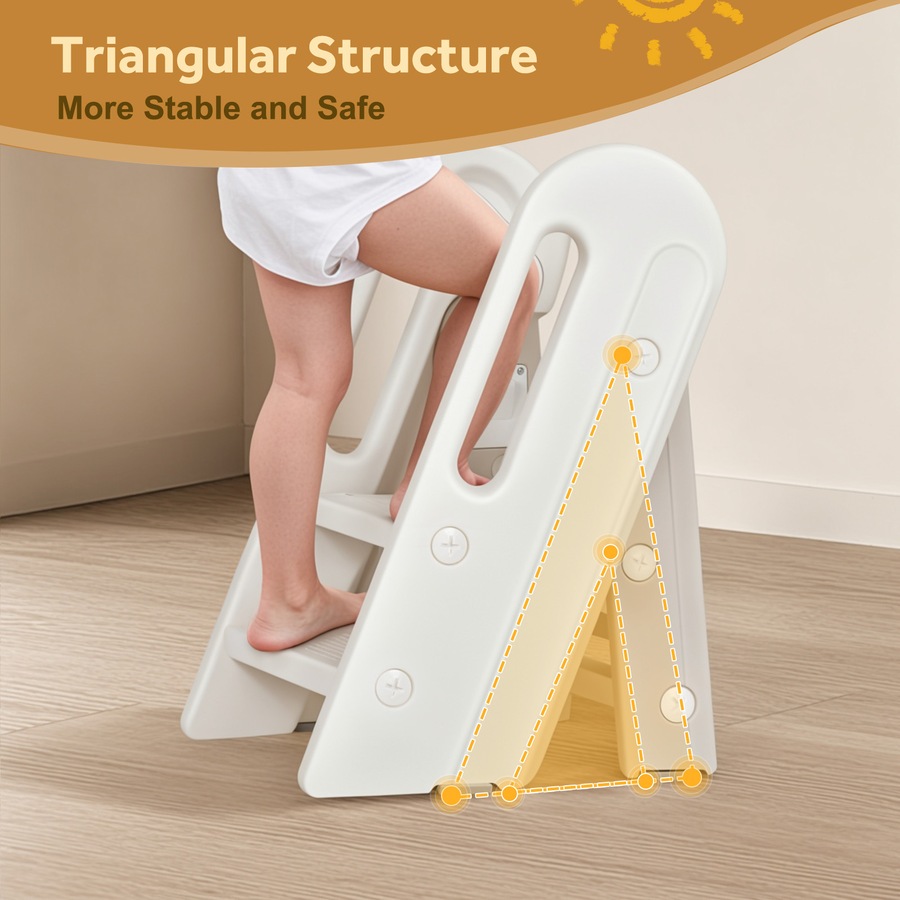 Advwin Foldable Kids Step Stool Toddler Potty Toilet Training Stool Kitchen Standing Tower with Adjustable Pedal