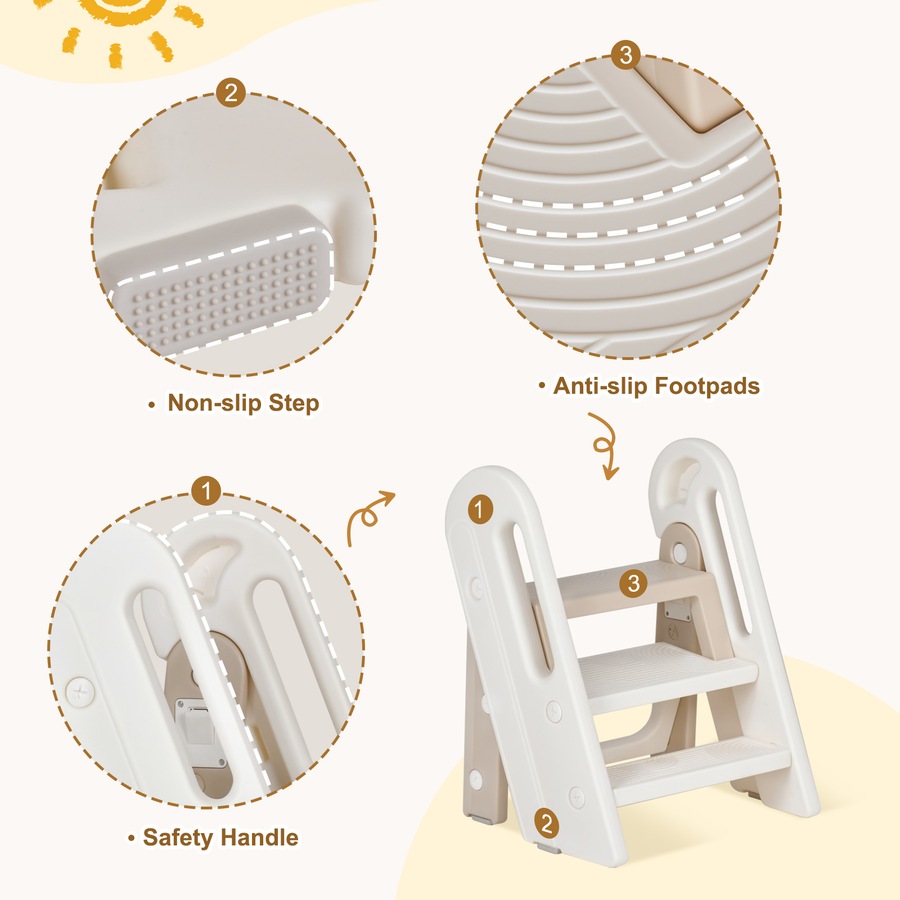 Advwin Foldable Kids Step Stool Toddler Potty Toilet Training Stool Kitchen Standing Tower with Adjustable Pedal