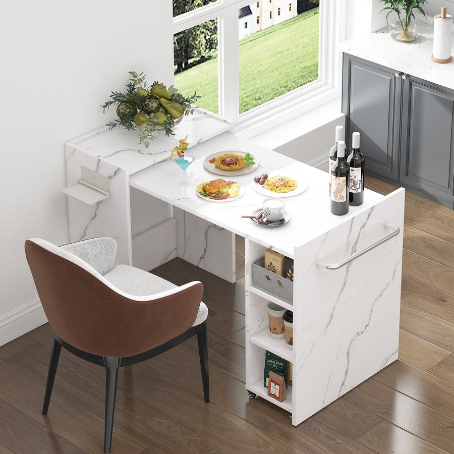 Buy Advwin Folding Manicure Table, Extendable Drawers Shelves Table ...