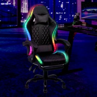 Advwin Gaming Chair 12 RGB LED Massage Ergonomic Executive Office Chair Computer Racing Recliner Footrest Seat Black