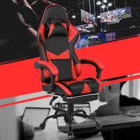 Advwin Gaming Office Chair Racing Recliner Ergonoric Support Seat with Footrest PU Leather in Red & Black