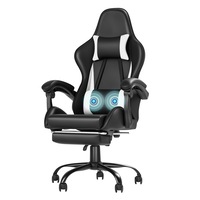 Advwin Gaming Chair Racing Recliner Ergonomic Office Chair PU Leather Seat with Footrest White