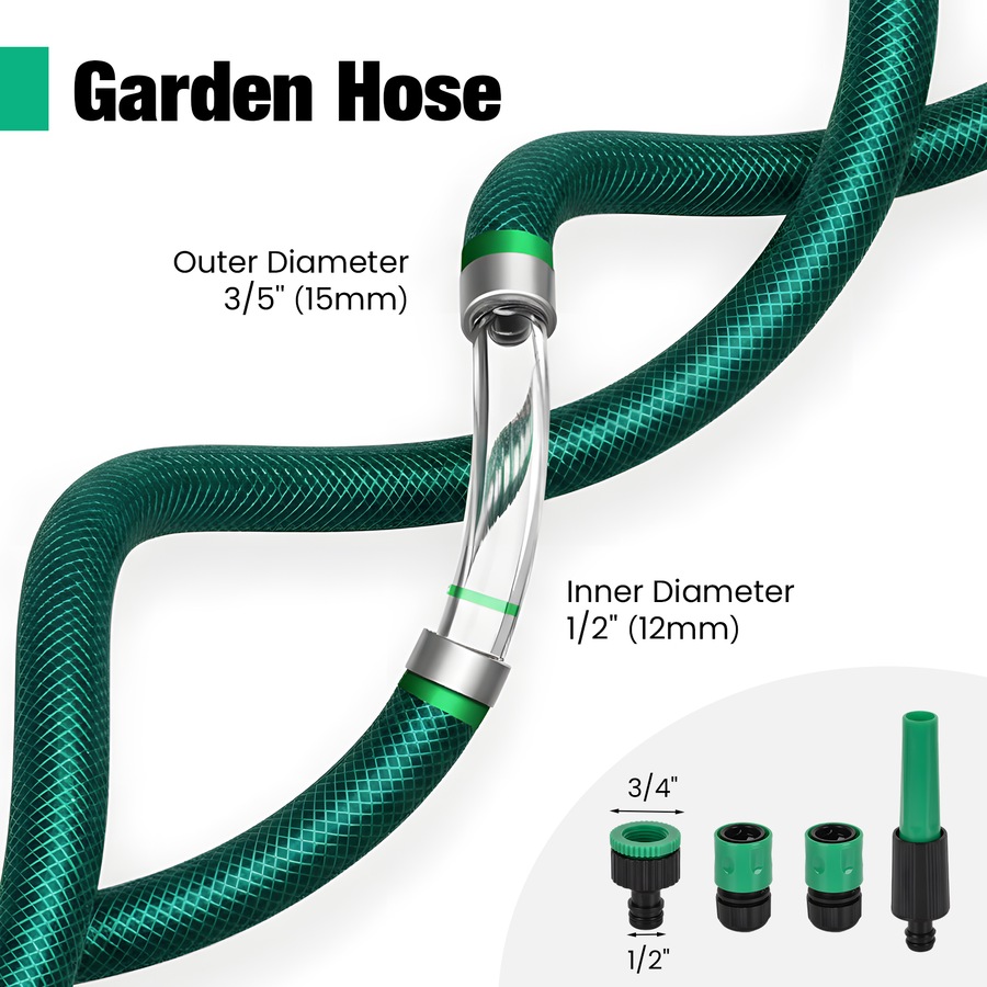 Advwin Garden Hose 15m/50FT, Water Hose with Nozzle, No Kink, High Burst Strength, 3-Layer Weaving, Leak-Proof