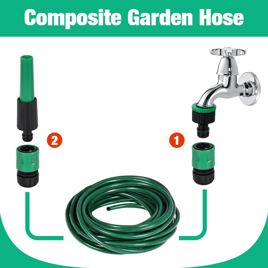 Advwin Garden Hose 15m/50FT, Water Hose with Nozzle, No Kink, High Burst Strength, 3-Layer Weaving, Leak-Proof