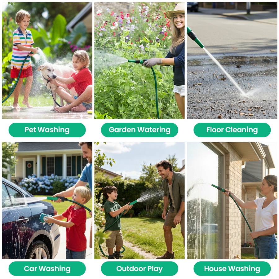 Advwin Garden Hose 15m/50FT, Water Hose with Nozzle, No Kink, High Burst Strength, 3-Layer Weaving, Leak-Proof