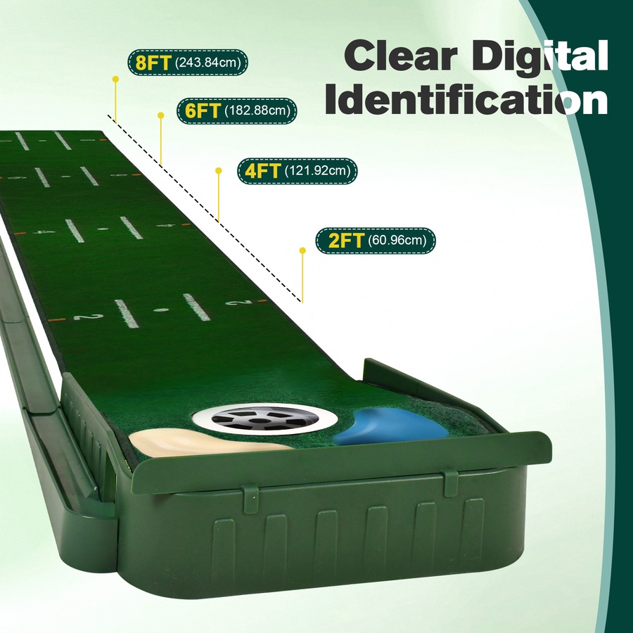 Advwin Golf Putting Mat, Foldable Golf Practice Mat with Auto Ball Return & 3 Holes, Indoor Practice Green Set with Distance Markers - Perfect Gift for Golfers