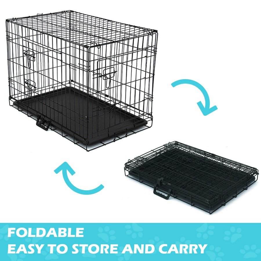 42" Dog Cage Pet Crate Puppy Cat Foldable Metal Kennel Portable 2 Doors