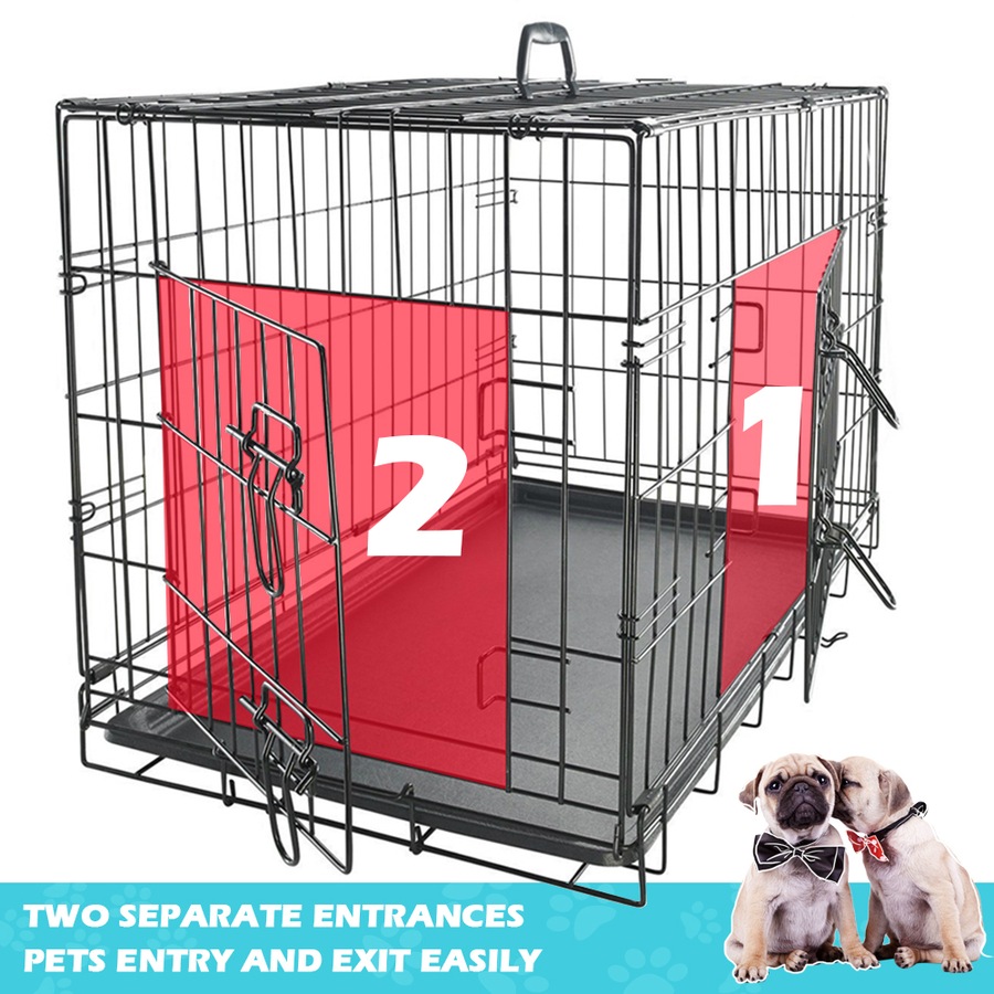 42" Dog Cage Pet Crate Puppy Cat Foldable Metal Kennel Portable 2 Doors