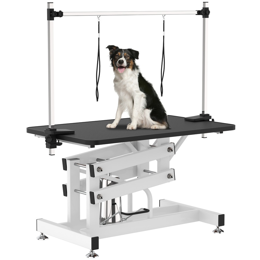 Advwin Hydraulic Pet Grooming Table Heavy Duty Dog Grooming Table Height Adjustable 2 Loops