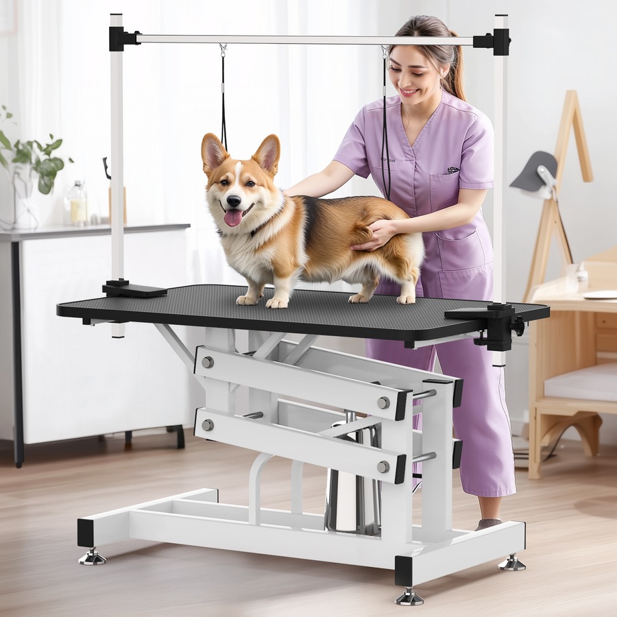 Advwin Hydraulic Pet Grooming Table Heavy Duty Dog Grooming Table Height Adjustable 2 Loops