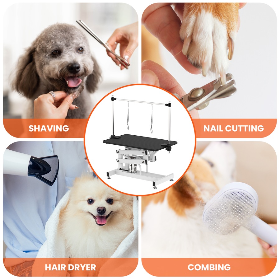 Advwin Hydraulic Pet Grooming Table Heavy Duty Dog Grooming Table Height Adjustable 2 Loops