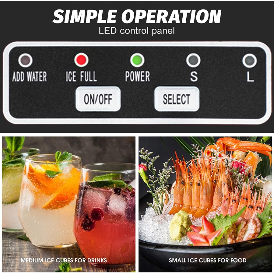 Advwin Ice Maker Machine 2.2L Portable Countertop Ice Cube Maker Automatic Fast Ice Making Machine for Home Kitchen Bar Party Black