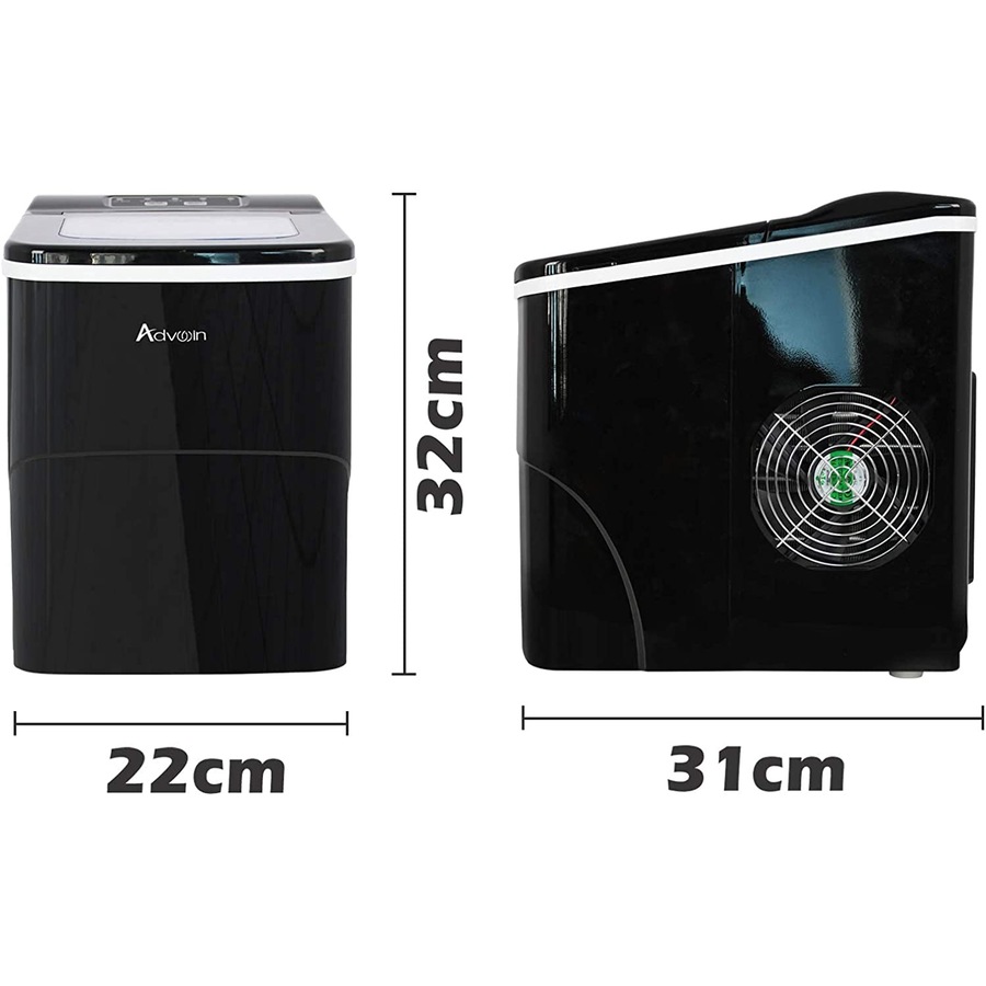 Advwin Ice Maker Machine 2.2L Portable Countertop Ice Cube Maker Automatic Fast Ice Making Machine for Home Kitchen Bar Party Black