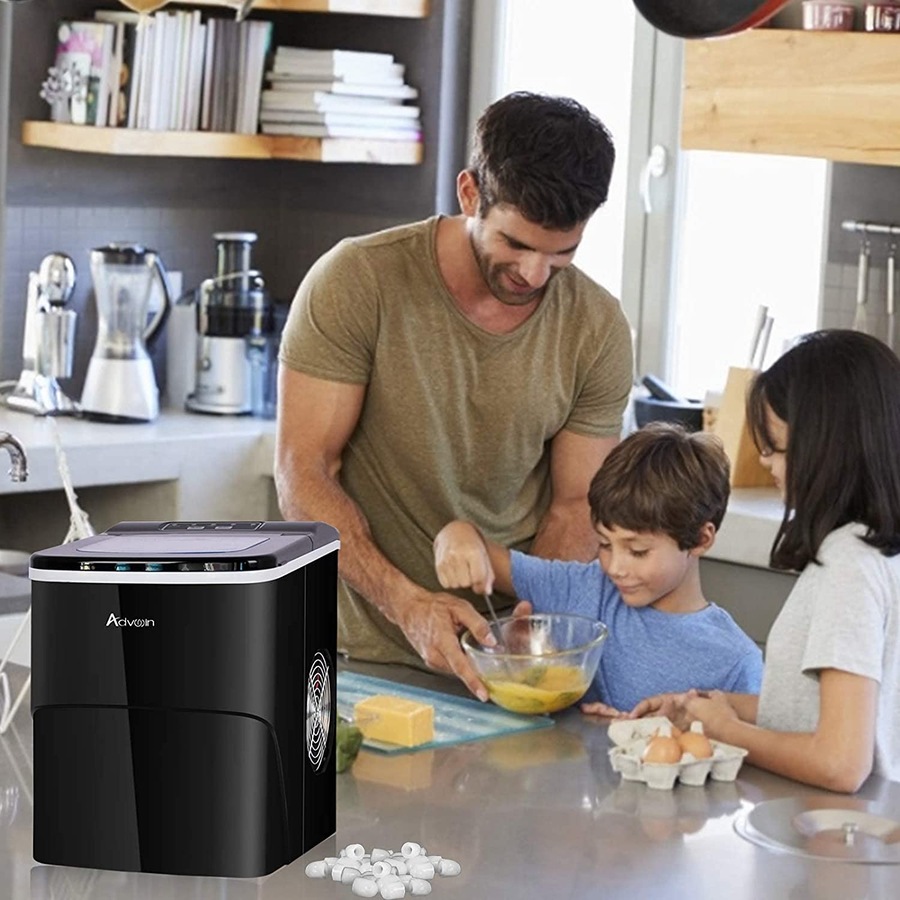 Advwin Ice Maker Machine 2.2L Portable Countertop Ice Cube Maker Automatic Fast Ice Making Machine for Home Kitchen Bar Party Black