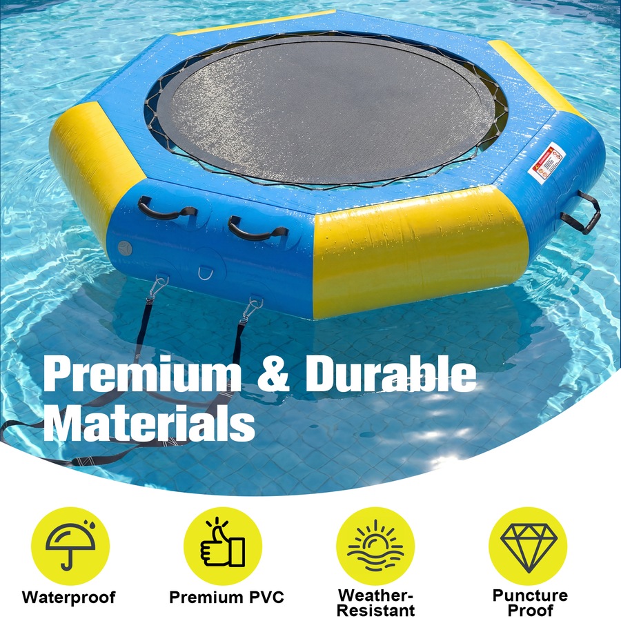 Advwin Inflatable Water Trampoline 210cm with Electric Pump, Adults Youth Recreational Water Bouncer Swim Platform with Rope Ladder for Lake, Pool, Calm Sea, 100kg Capacity