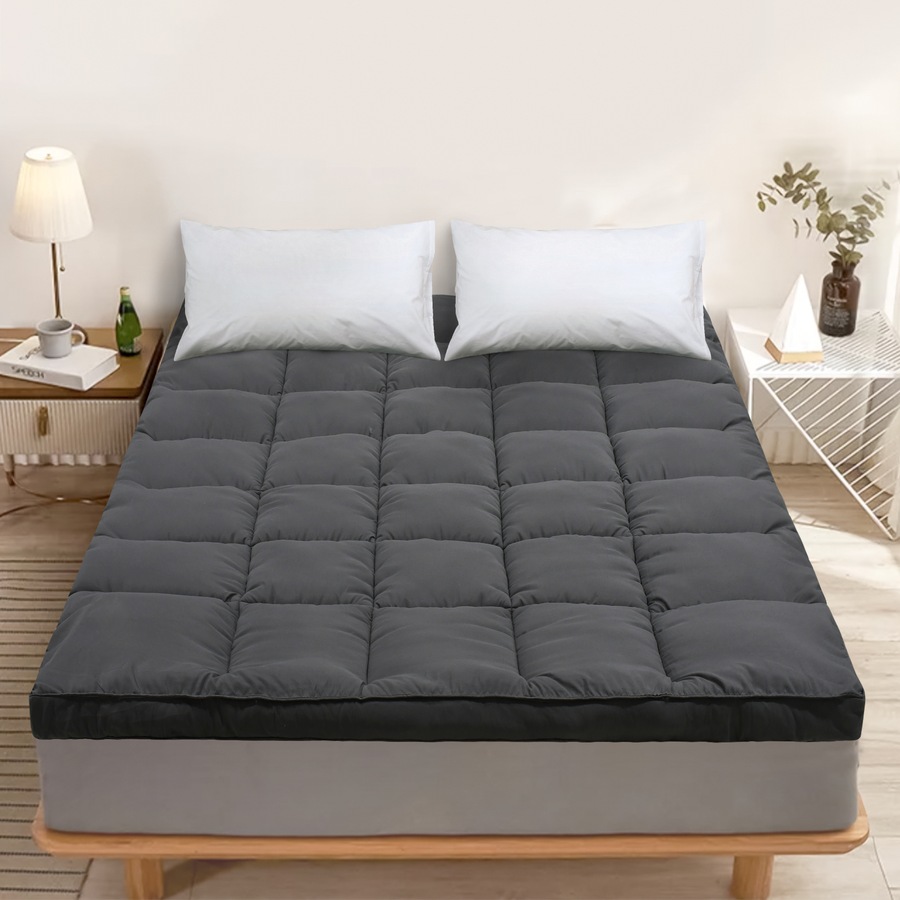 King Mattress Protector 1000GMS Bamboo Charcoal Topper Cover Quilted Fitted with Elastic Straps,203*183cm Grey