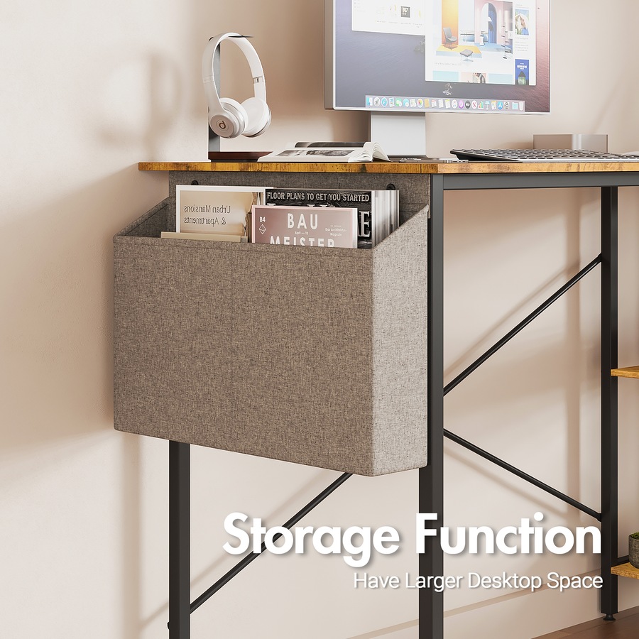 120cm Advwin Corner Computer Desk with Storage Shelves Study Workstation Walnut