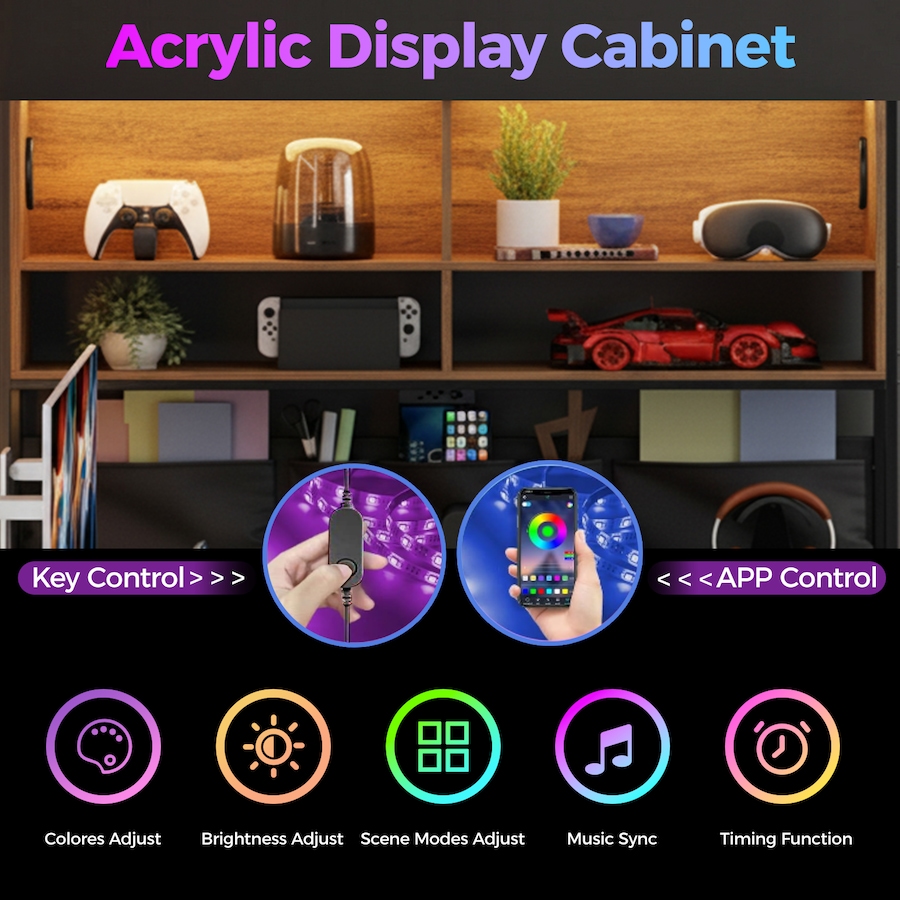 Advwin Display Buy Advwin L Shaped Gaming Desk with LED Lights & Power Outlets ...