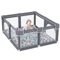 Advwin Large Baby Playpen Kids Activity Central Child Play Fence with Anti-Slip Base Grey 185cm*205cm