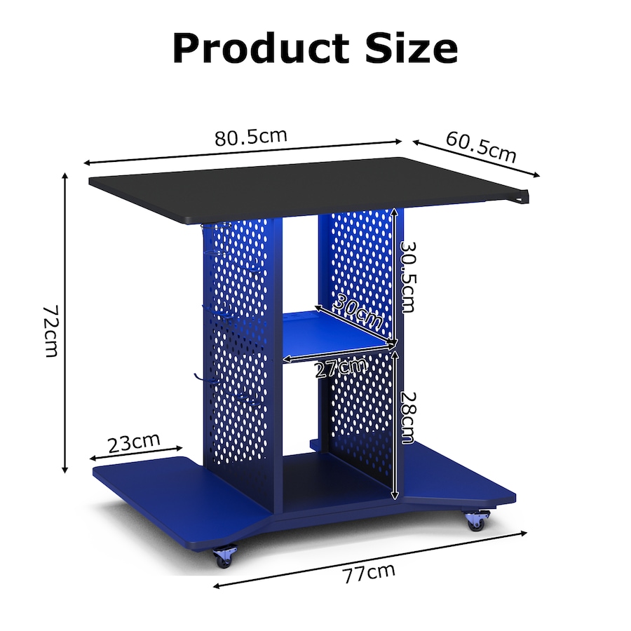 Advwin LED Gaming Desk Black Desk 80cm Computer Desk