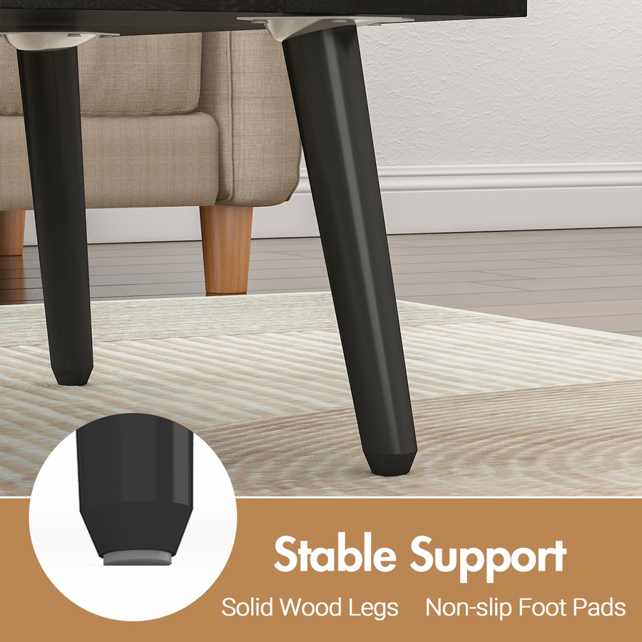 Advwin Lift Top Coffee Table Wooden Laptop Desk w/ Hidden Storage & Shelf Black