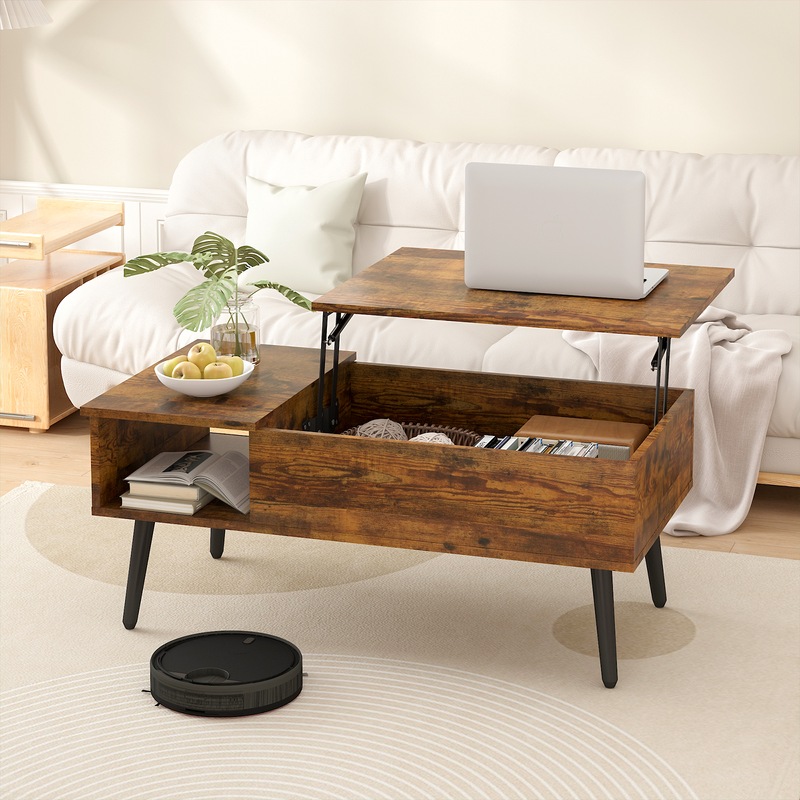 Buy Advwin Lift Up Top Coffee Table Hidden Storage Shelf Rectangle Wood ...