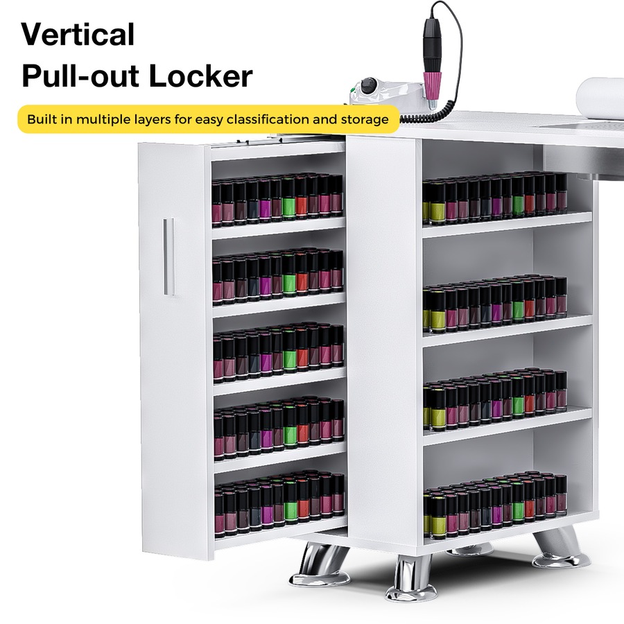 Advwin Manicure Table Nail Tech Desk Nail Table Station Dust Collector Drawers Cabinet Storage White