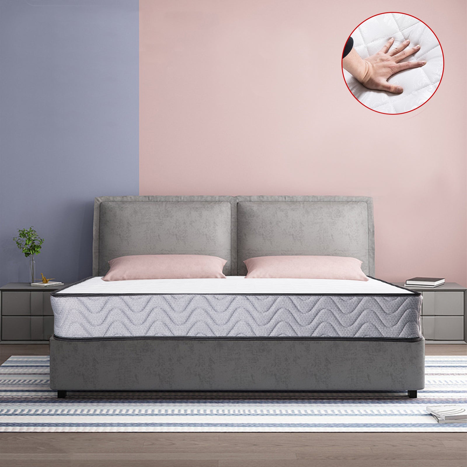 Advwin Mattress Double Size Euro Top Memory Foam Bed High-Rebound Spring Medium Firm 16cm