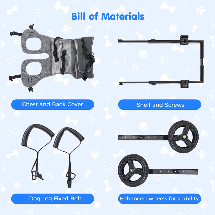 Advwin Medium Dog Wheelchair for Back Legs Mobility Support Lightweight Pet Wheelchair