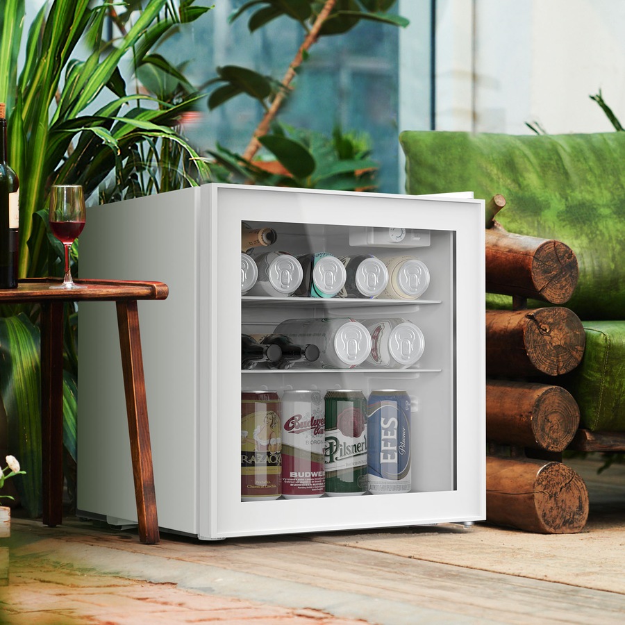 ADVWIN Mini Bar Fridge Portable Fridges Glass Door Mini Beverage Refrigerator 46L, White