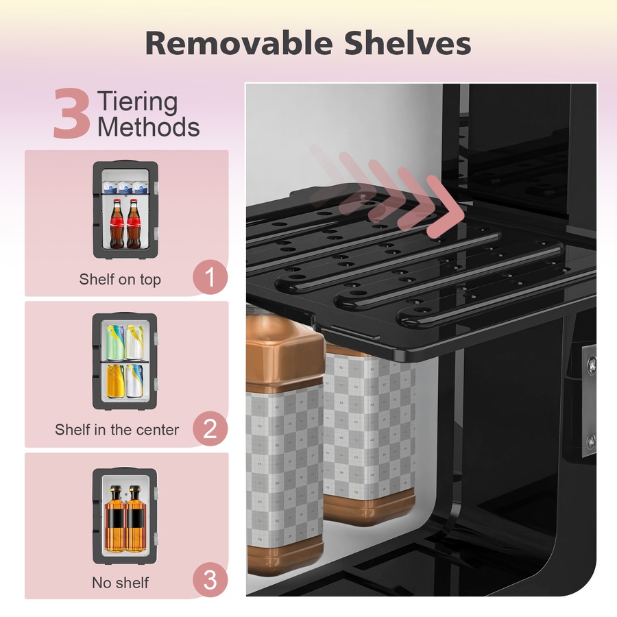 Advwin Mini Fridge for Bedroom, Skincare Makeup Fridge With LED Lighting, 6L Car Fridge for Cosmetics, SkinCare, Food, Portable Small Refrigerator for Cooler & Warmer - Black