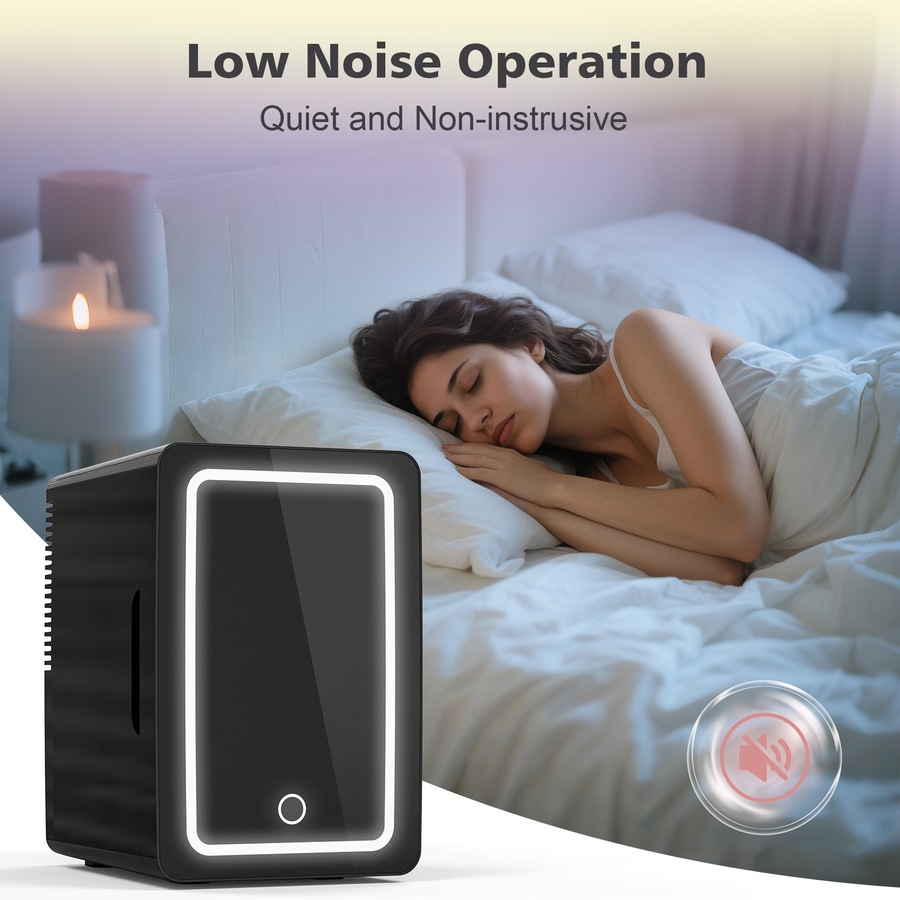 Advwin Mini Fridge for Bedroom, Skincare Makeup Fridge With LED Lighting, 6L Car Fridge for Cosmetics, SkinCare, Food, Portable Small Refrigerator for Cooler & Warmer - Black