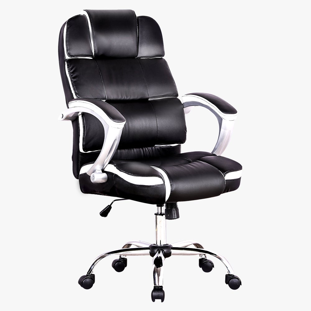 High Back PU Leather Executive Ergonomic Office Chair Padded, Soft Bonded PU Leather in Black