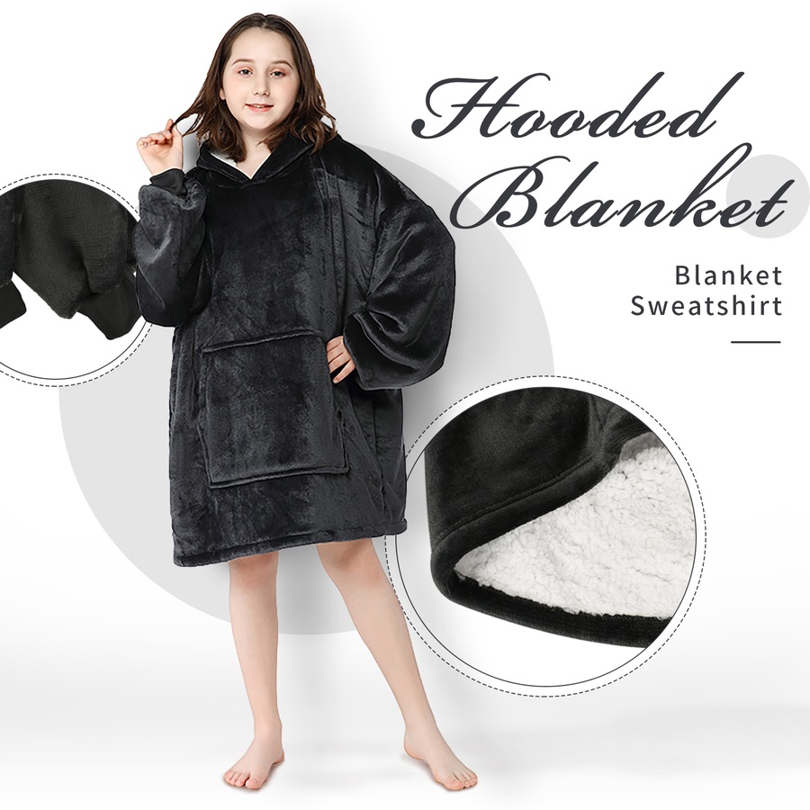 Advwin Oversized Hoodie Blanket Soft Plush Comfy Hooded Cuddle Blankets One Size Fit All 80*60*51cm( Dark Grey)