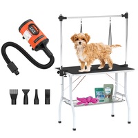 Advwin Pet Grooming Table 2 Loops + Pet Hair Dryer With LCD Foldable Height Adjustable Dog Cat Grooming Table