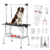 Advwin Pet Grooming Table + Black Pet Clipper Kit Pet Hair Clipper Adjustable Dog Cat Grooming Table 1 Loop
