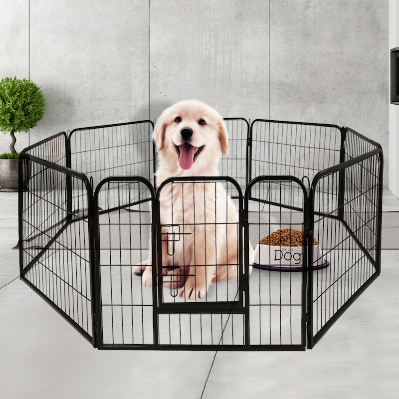 Buy 8-Panel Heavy Duty Pet Puppy Playpen Enclosure - MyDeal