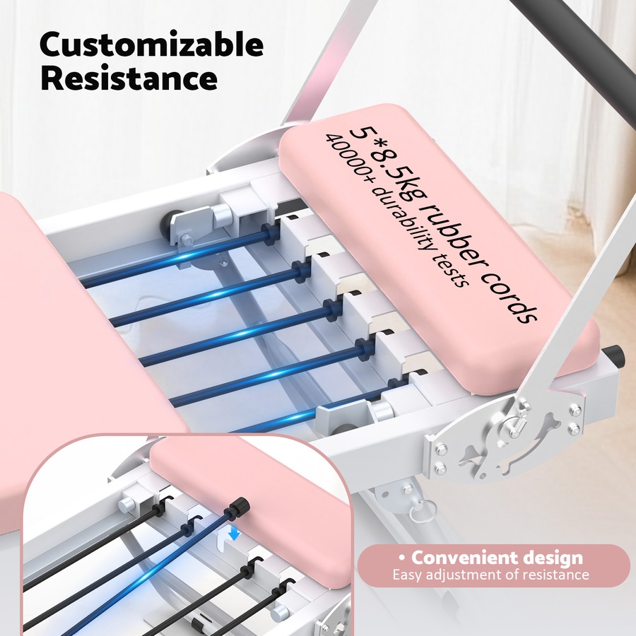 Advwin Pilates Reformer Machine Foldable Pilates Exercise Equipment for Home Gym with Wheels, 120kg Capacity