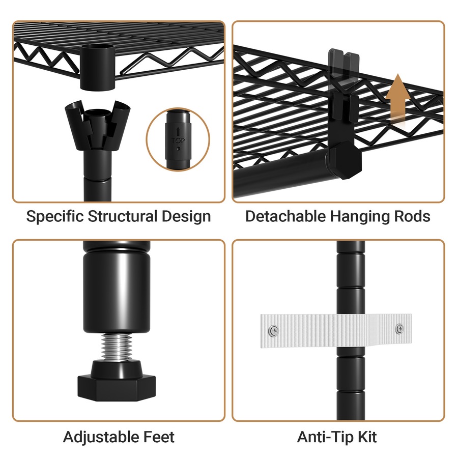 Buy Advwin Portable Closet Wardrobe Adjustable Closet Racks with 4 Hang ...