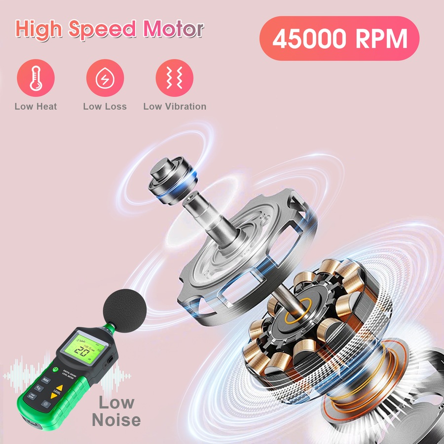 ADVWIN Portable Nail Drill Machine, Rechargeable Nail File with Nail Drill Bits for Home and Salon Use, Pink