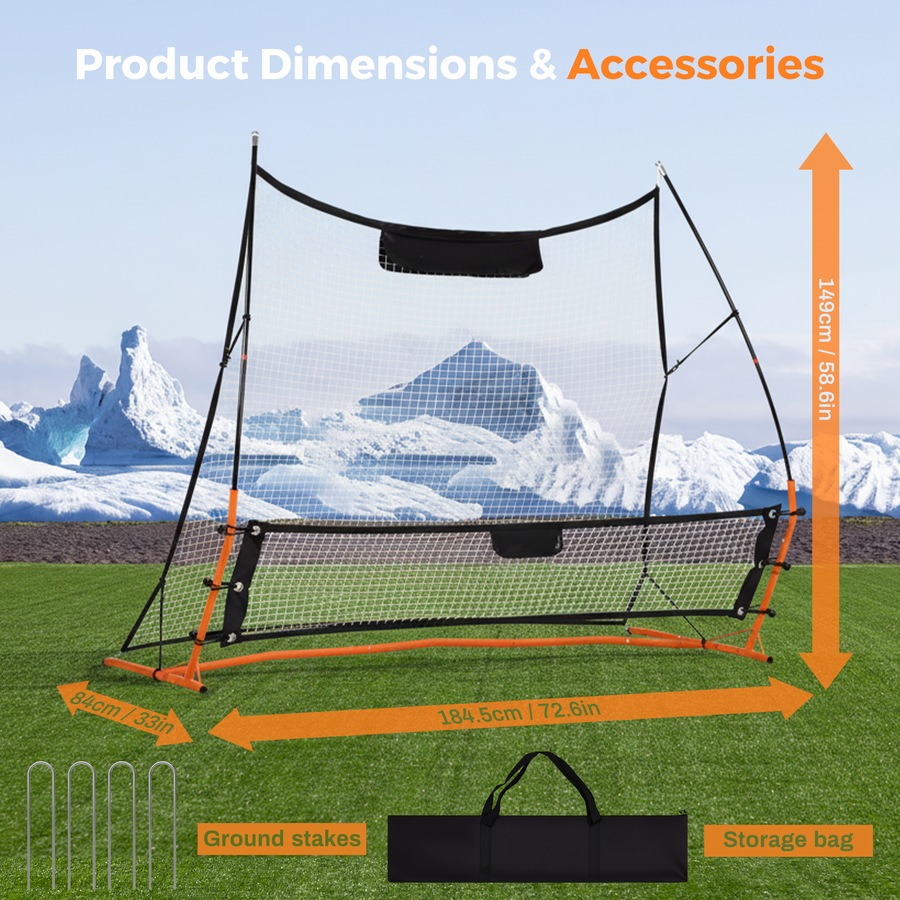 Advwin Portable Soccer Rebounder Net, 183cm Football Training Aid with Carry Bag, Ideal for Solo and Team Practice