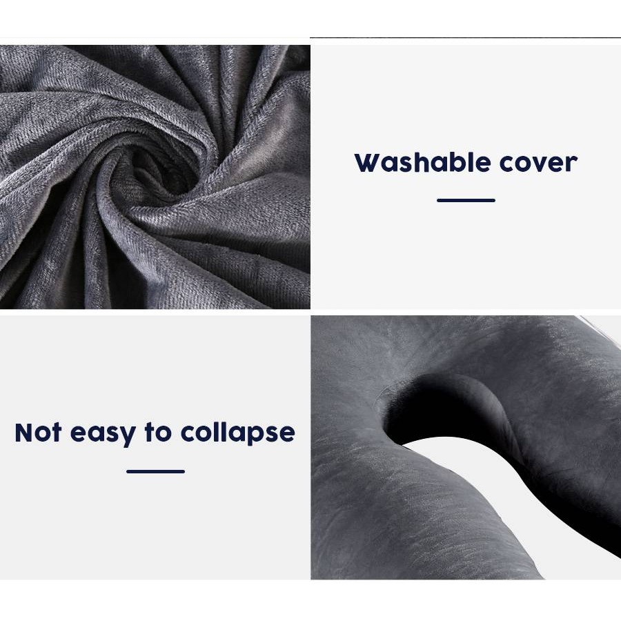 Advwin Pregnancy Nursing Sleeping Pillow 140cm Dark Grey J-Shaped