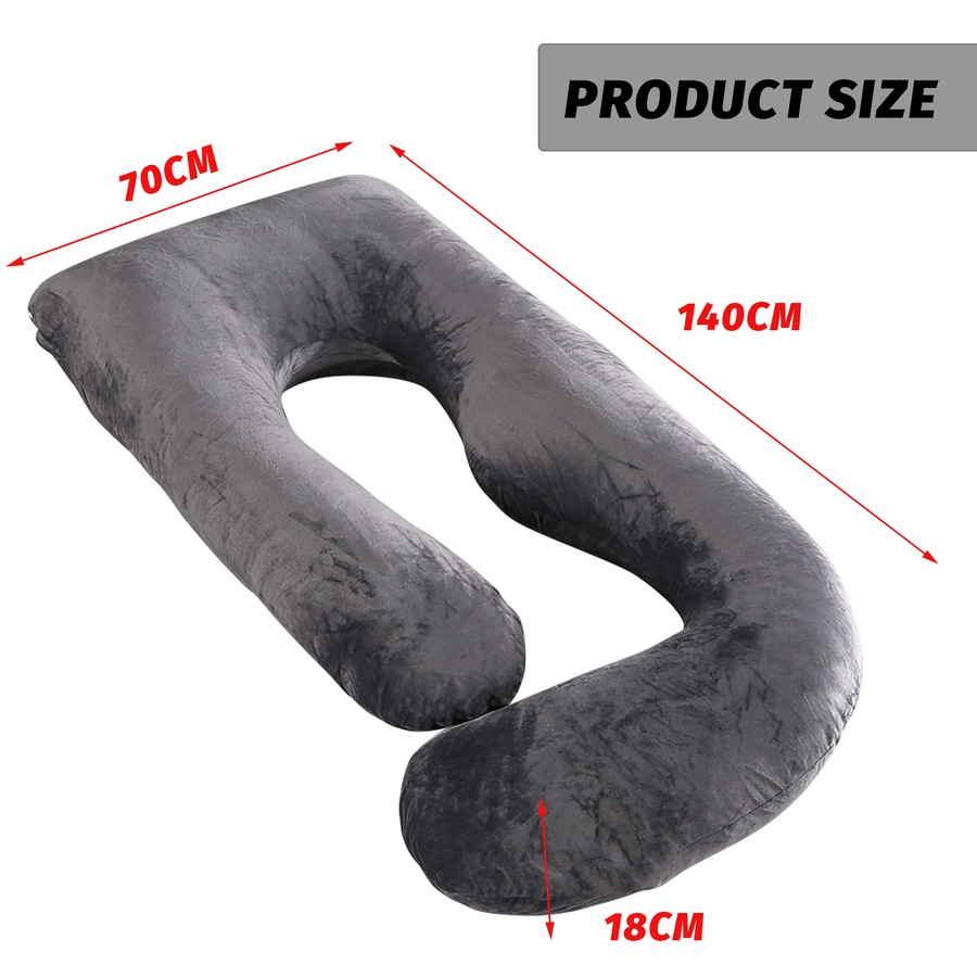 Advwin Pregnancy Nursing Sleeping Pillow 140cm Dark Grey J-Shaped