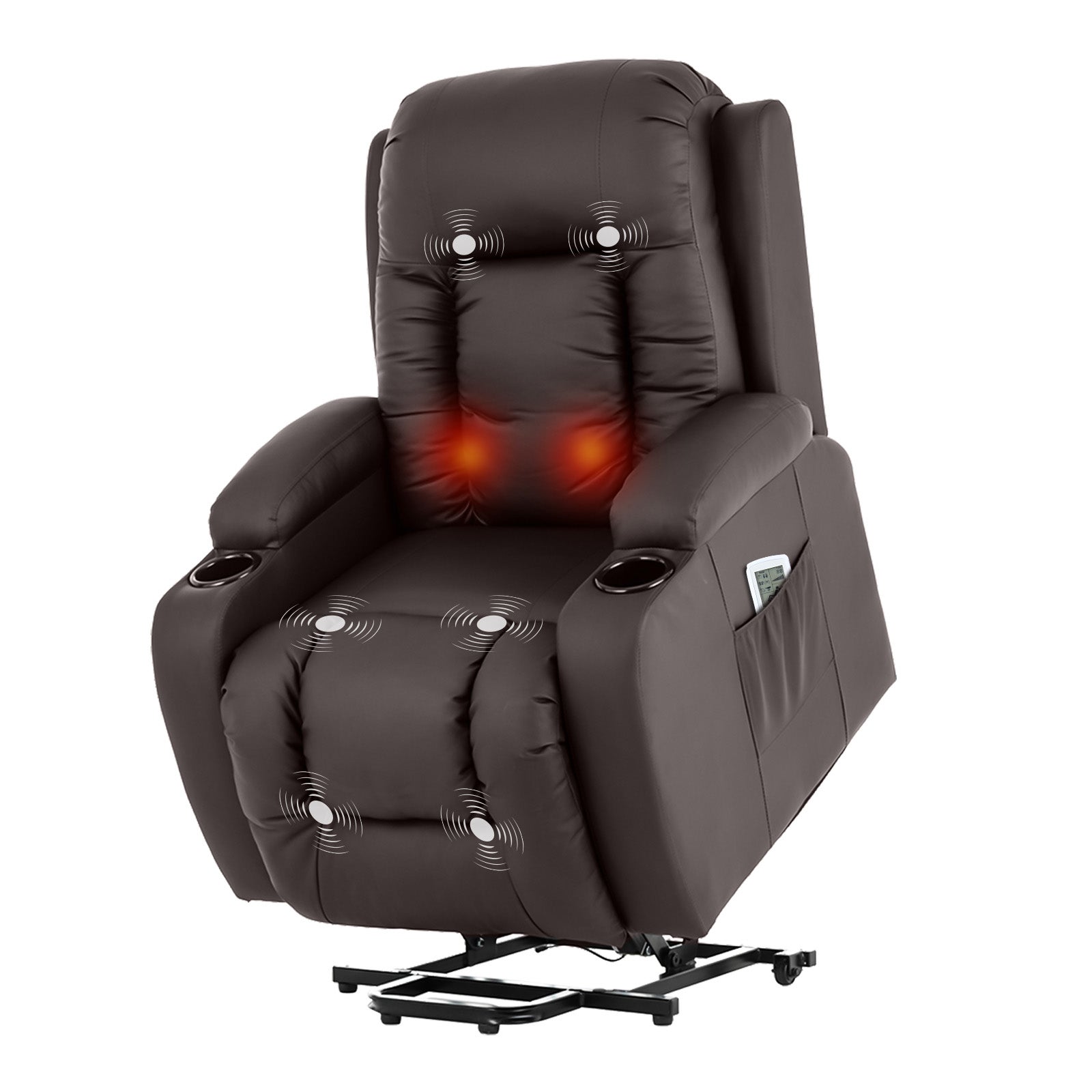 Advwin Electric Lift Recliner Chair Massage Chair PU Leather Brown