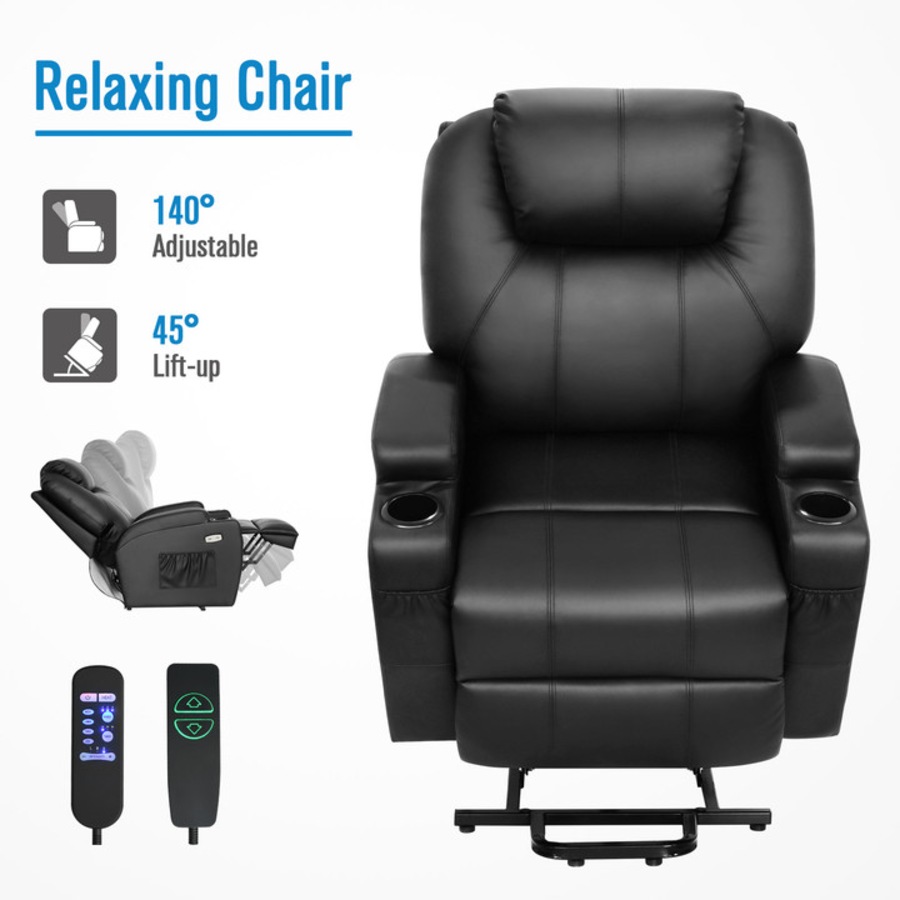 Electric Lift Recliner Massage Chair Black