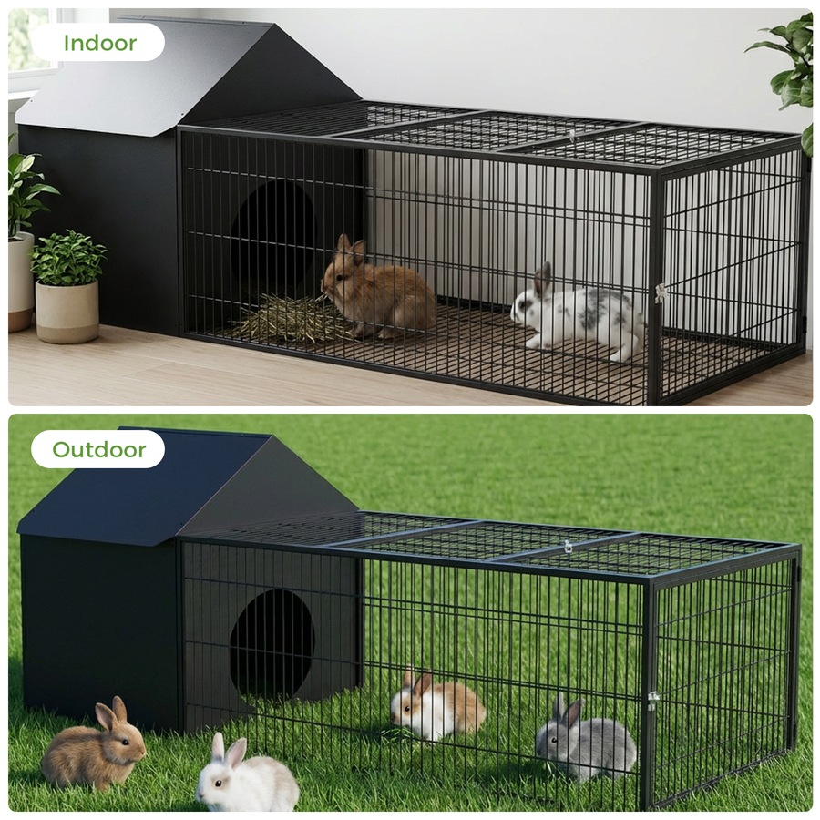 Buy Advwin Rabbit Hutch Metal Rabbit Cage Guinea Pig Cage - Everyday ...