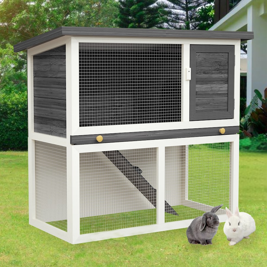 Advwin Rabbit Hutch Wooden Bunny Cage Pet House