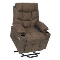 Advwin Massage Chair, Electric Lift Chairs Heated Vibration Recliner Chair with Side Pocket, USB and Cup Holders, 45-140 Degree Tilt, Brown