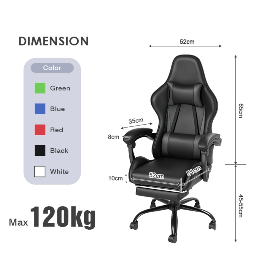 Advwin RGB Gaming Chair Desk Set Office Table Racing Seat(RGB Black Desk + Black Chair)