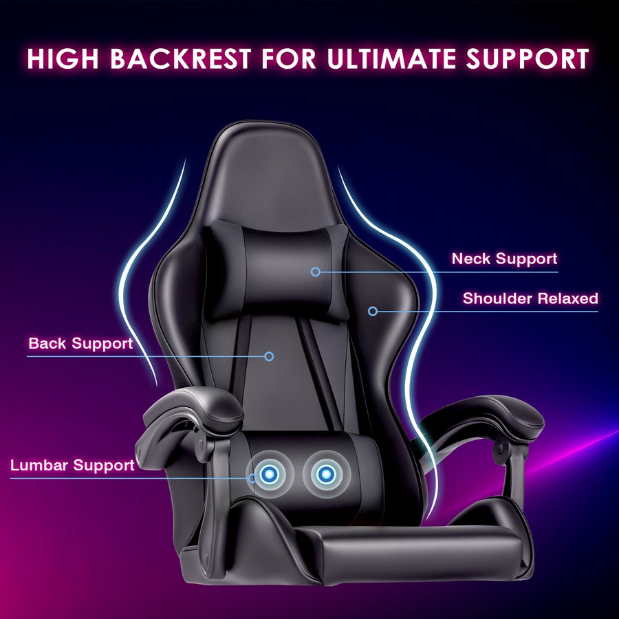 Advwin RGB Gaming Chair Desk Set Office Table Racing Seat(RGB Black Desk + Black Chair)